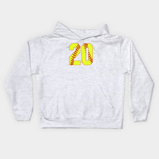 Fastpitch Softball Number 20 #20 Softball Shirt Jersey Uniform Favorite Player Biggest Fan Kids Hoodie by TeeCreations